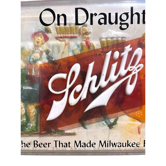 Vintage 1957 SCHLITZ “On Draught” 3D Beer That Made Milwaukee Famous Bar Sign - Picture 4 of 14